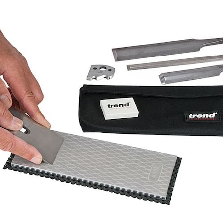 Trend Diamond Sharpening Stone Kit, 8x3 Inch, Double Sided 300/1000 Grit, DWS/CP8/FC/A U*DWS/CP8/FC/A
