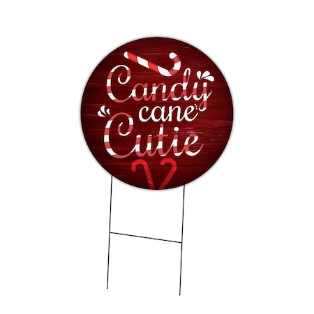 Signmission Candy Cane Cutie Double Sided Corrugated Plastic Circle Yard Sign, C-24-CIR-DS-WS- Candy Cane Cutie C-24-CIR-DS-WS- Candy Cane Cutie