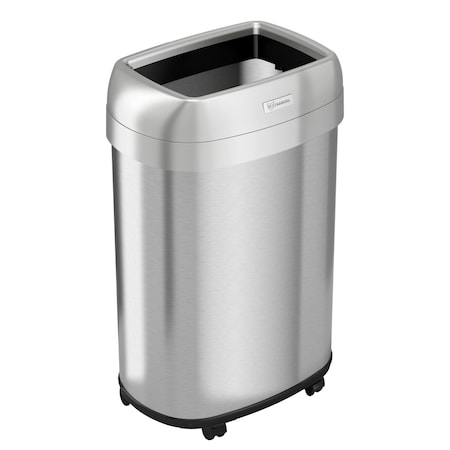 Hls Commercial 13 gal Oval Indoor Metal Can, Silver, Open Top, Stainless Steel, 11.4 in HLS13STVM