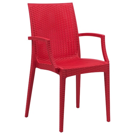 Leisuremod Weave Mace Indoor/Outdoor Arm Chair, Red MCA19R
