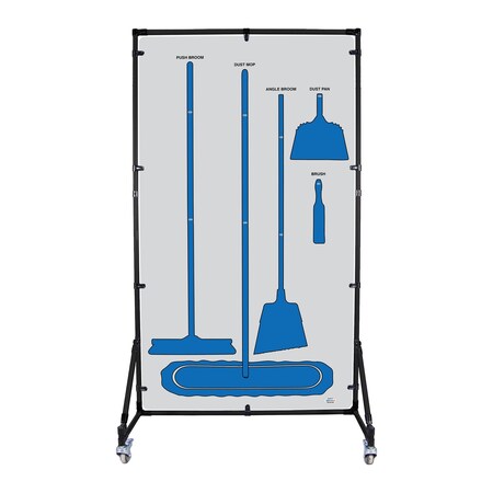 5S Supplies Housekeeping Shadow Board Broom Station V11, Gray / Blue, Kit, No Text HSB-V11-GRAY/BLUE-KIT-NO TEXT