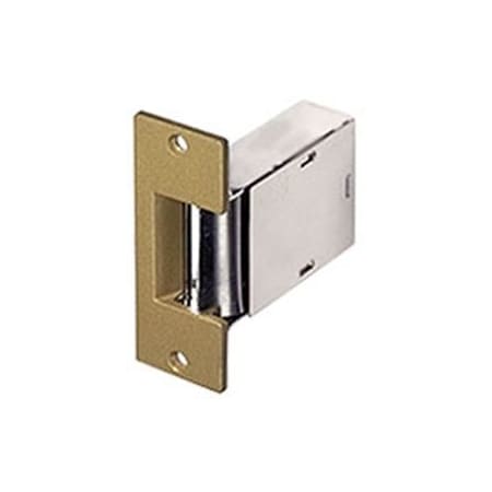 Trine Access Technology Electric Strike, 8-16VAC, Fail Secure, 3-1/2in x 1-3/8in Faceplate, Brass Powder Coat 5