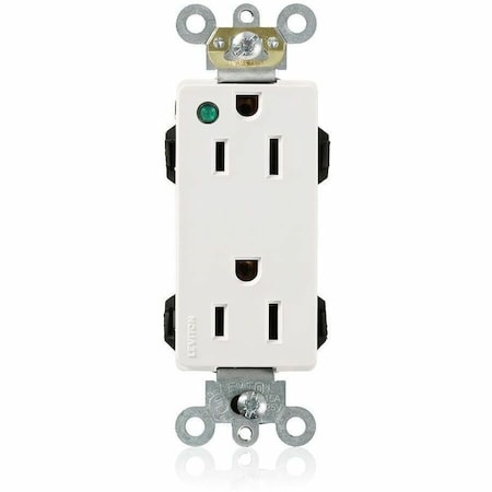 Leviton Straight Blade Receptacle, 5-15R, 15 A, 125V AC, Flush Mount, Self-Grounded M1626-PLW