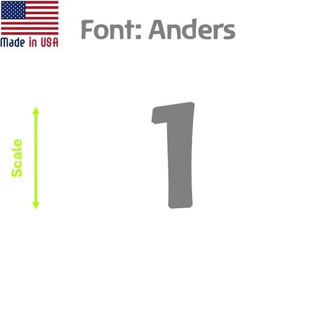 Aacc Self-Adhesive Vinyl Number: 1, Size: 8 cm. Color: Gray Font: Anders, 1 sticker AACC-Anders-N1-Gray-M8x1