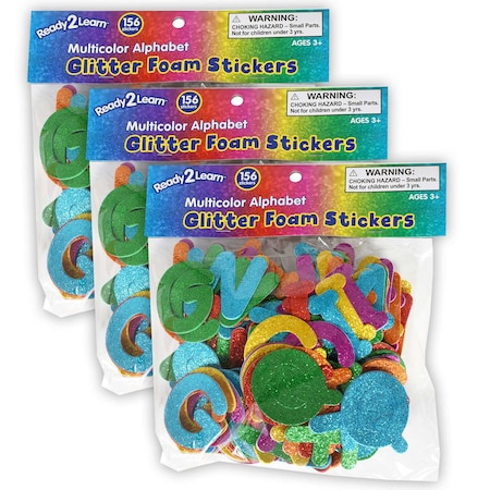 Ready 2 Learn Glitter Foam Stickers, Alphabet, Multicolor, 156-Piece Set, 3PK CE10098