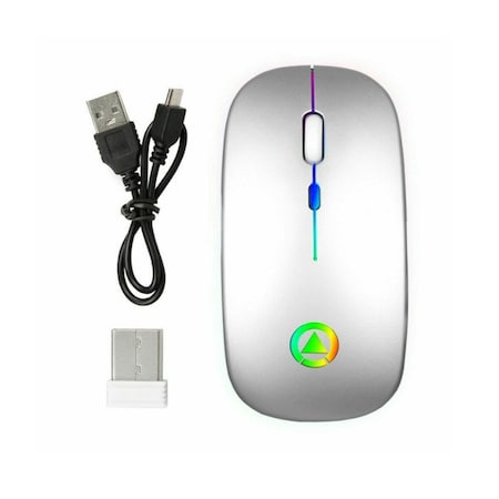 Sanoxy 2.4GHz Wireless Optical Mouse USB Rechargeable RGB Cordless Mice For PC Laptop Silver SANOXY-USB-RCH-MS-SLV
