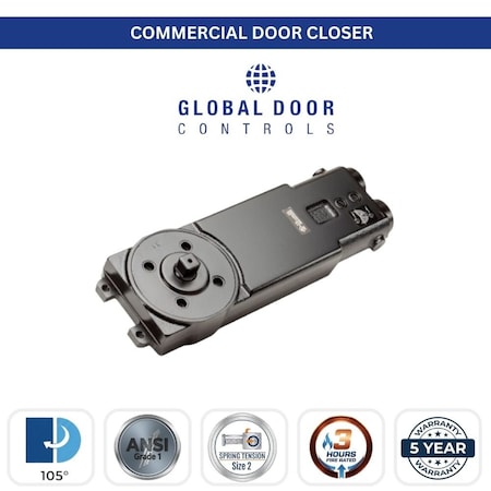 Global Door Controls Duronodic Grade 1 Overhead Concealed Light Duty Door Closer with 105 Degree Swing Radius TC7021LP