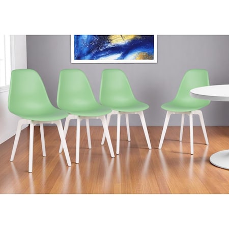 Homeroots Set of Four Mint Green and White Heavy Duty Plastic Dining Side Chairs 565189