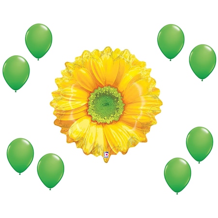 Loonballoon Flower Day Theme Balloon Set, 24inch BRIGHT BLOOMS YELLOW, 8x latex 35249P-B-P