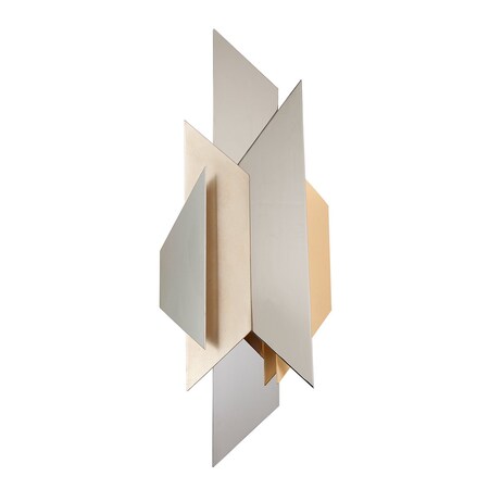 Corbett Lighting Modernist 2 Light Wall Sconce 12.25 In. Pol Ss W Silver/Gold Leaf 207-12-SS/WSL/GL