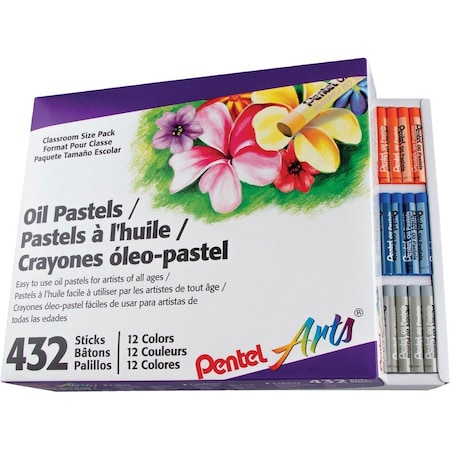 Pentel Oil Pastels, Assorted, 432PK PENPHN12CP