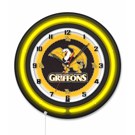 Holland Bar Stool Missouri Western State University 19 Double Neon Wall Clock Clk19BK