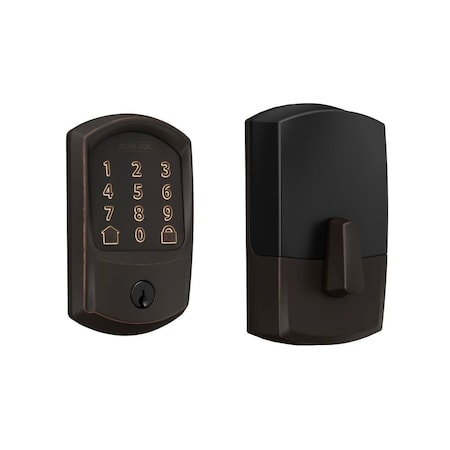 Schlage Residential Greenwich Encode Smart Wifi Deadbolt with 12351 Latch and 10116 Strike Aged Bronze Finish BE489WBCGRW716