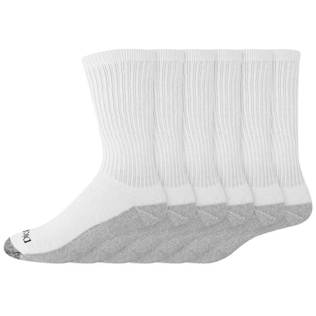 Dickies Dri-Tech Men's 6-12 Crew Socks White, 6PK I11750-WHITE