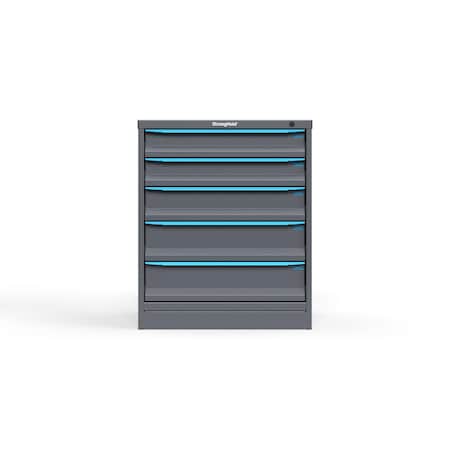 Strong Hold 5 drawer cabinet - (2x 4ft, 1x 5ft, 2x 6ft) - Blue accents - Keyed Different S3036-PPDAS-0505FS