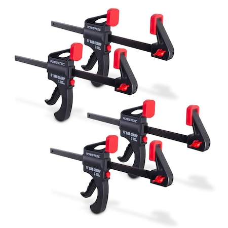 Powertec 6 in. Bar Clamps / Spreaders, Trigger Clamps, One-Handed Ratchet Quick Grip Clamps, 4PK 71593N