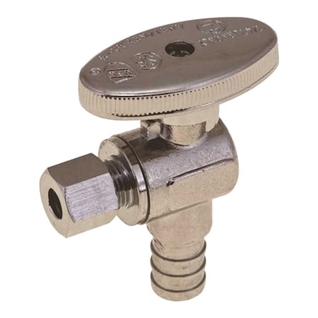 Premier Quarter Turn Angle Stop, 1/2 in. PEX Barb x 1/4 in. Compression, Lead Free Chrome NLT1331ARPQ