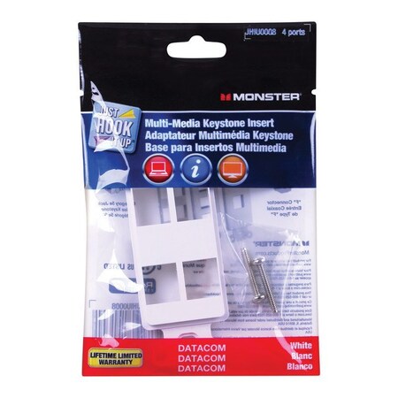 Monster Cable Just Hook It Up White 4 gang Plastic Keystone Wall Plate JHIU0008