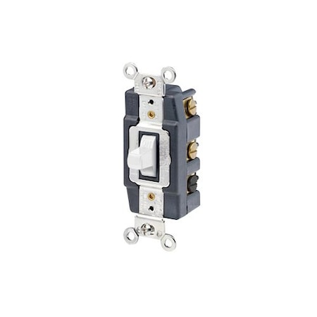 Leviton Wall Switch, 1 hp, Toggle, 20 A, White 1286-W