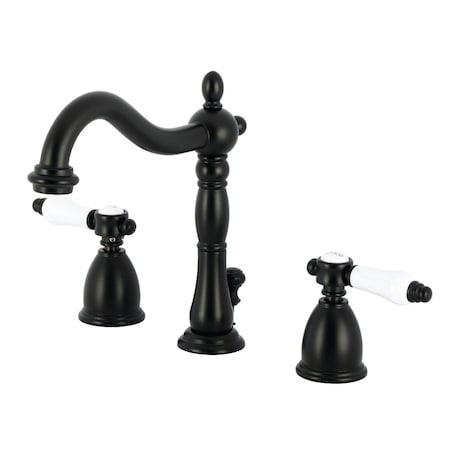 Kingston Brass Widespread Bathroom Faucet with Brass Pop-Up, Matte Black KB1970BPL