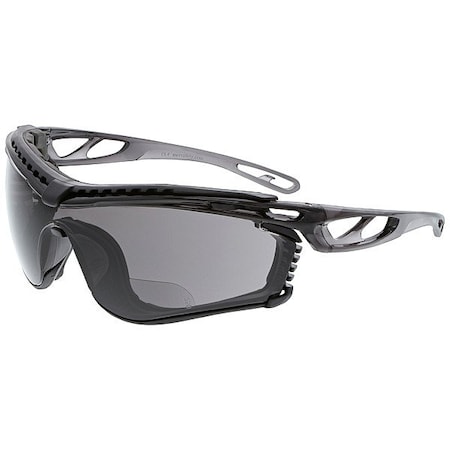 Mcr Safety Checklite(R) CL5 Reader Safety Glasses, Gray Wraparound Frame, 2.5 Diopter, Gray Lens, Universal CL5H25GPF