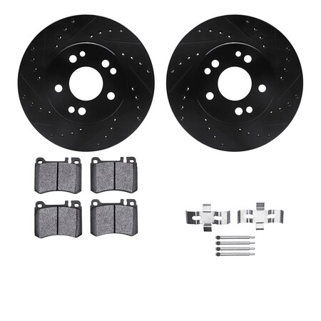 Dynamic Friction Co DFC Rotors-Drilled & Slotted-Black w/ EURO 5000 Ceramic Brake Pads Incl Hdw 8612-63035