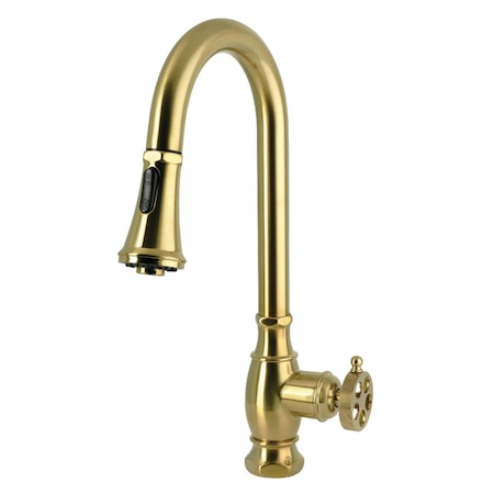 Kingston Brass Single-Handle Pull-Down Kitchen Faucet, Brushed Brass LS8693RKZ