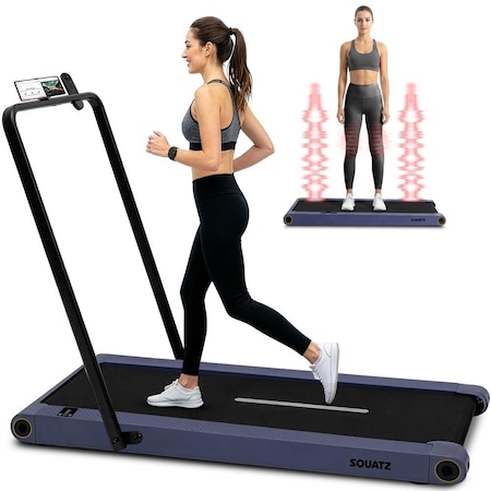 Squatz 2‑in‑1 Walking Pad Treadmill with Handlebar & Vibration Plates SQWPVH15BL