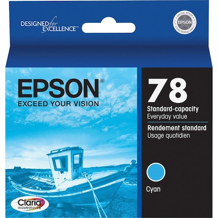 Epson No. 78 Claria Hi-Definition Cyan Inkjet Cartridge 515 YLD T078220