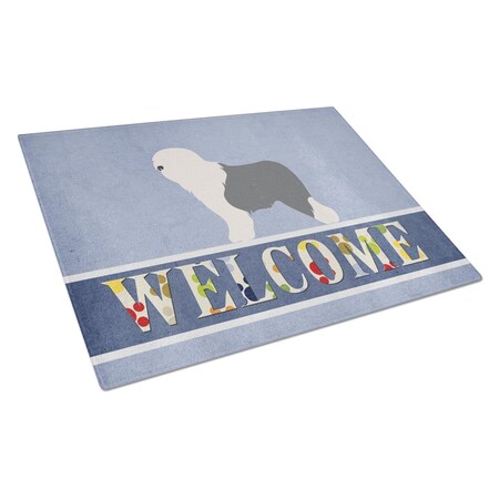 Carolines Treasures Old English Sheepdog Bobtail Glass Cutting Board - Large BB8294LCB