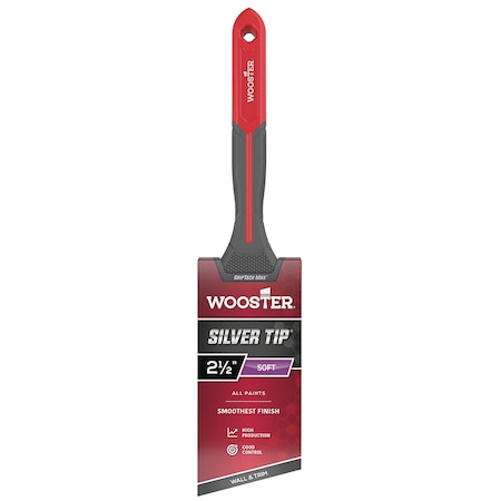 Wooster 2 1/2in Silver Tip Soft Angle Wall and Trim Paint Brush, GripTech MAX Handle G5221