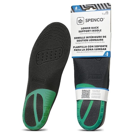 Spenco Insole, Green and Black, Size Men 7-13, PR 92367