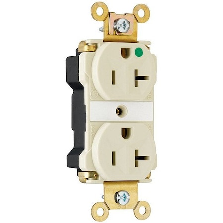 Pass & Seymour Straight Blade Receptacle, 5-20R, 20 A, 125V AC, 2 Pole, 3 Wire, Recessed Mount, Grounded PT8300I