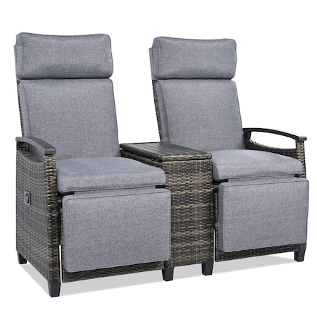 Homeroots 24" Gray Metal Outdoor Accent Chair with Storage with Gray Cushion 625688