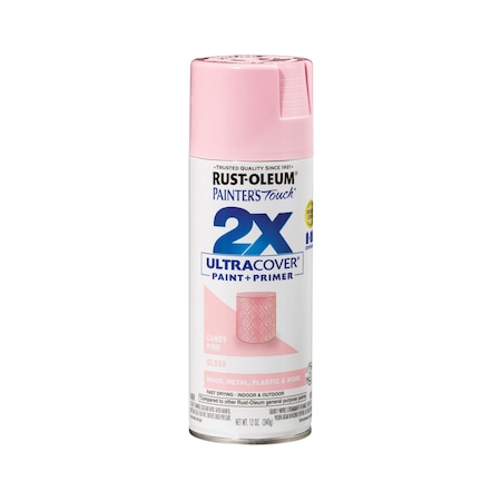 Rust-Oleum General Purpose Spray Paint, Candy Pink, Gloss, Solvent, 12 Oz 334028