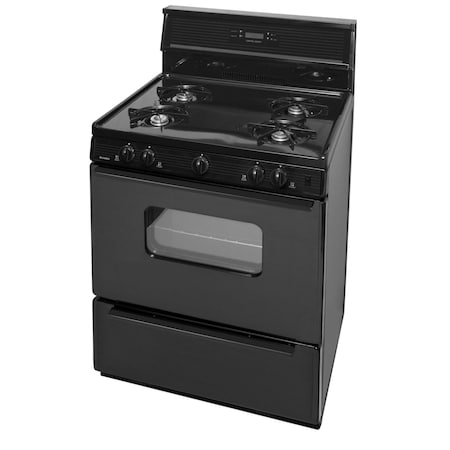 Premier Gas Range, Electronic Spark, 4 Open Burners, 30 inW x 46 inH x 26 inD, 3.91 cu. ft. Oven, Black 805791