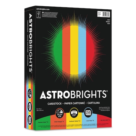 Astrobrights Color Cardstock -"Eco" Assortment, 65 lb Cover Weight, 8.5 x 11, Assorted, 250PK 98853-01