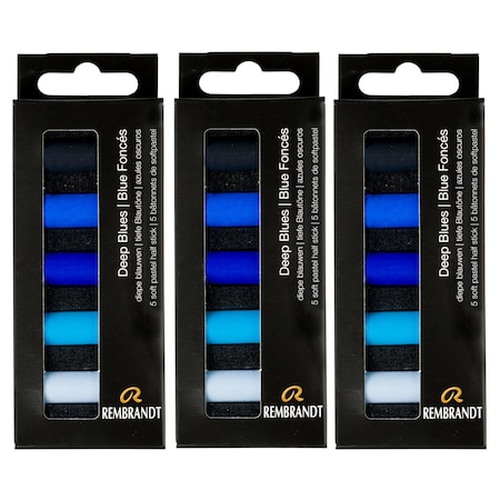 Rembrandt Soft Pastels Micro Sets, Deep Blues Per Set, 5 Half Sticks, 3 Sets, 3PK 31820523