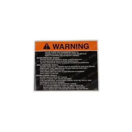 E-Z-Go REPLACEMENT DECAL, WARNING 825387