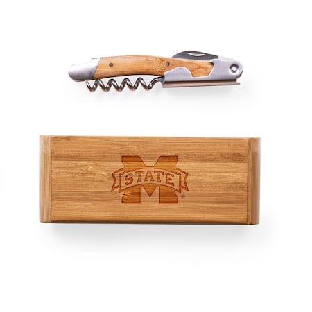 Picnic Time Family Of Brands NCAA Mississippi State Bulldogs Elan Deluxe Corkscrew In Bamboo Box 868-00-505-383-0