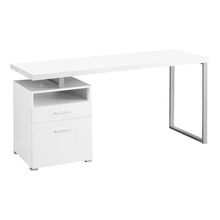 Homeroots 60" White and Silver Computer Desk With Two Drawers 333384