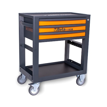 Beta Tool Cart, 3 Drawer, Orange, Sheet Metal, 30 in W x 18 in D x 35 in H 051000601