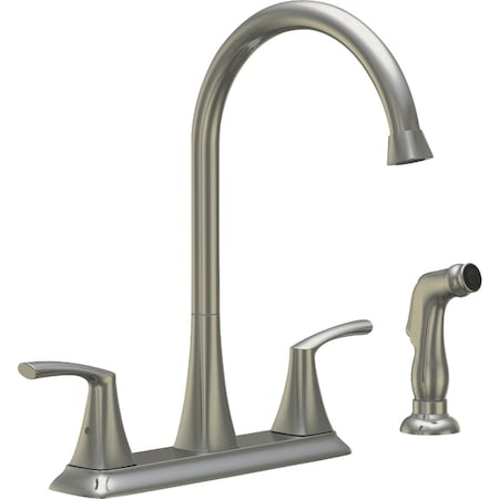 Cmi Compass Manufacturing 5279BN-WS Brookfield 2-Handle Brushed Nickel Hi Rise Kitchen Faucet With Spray 192-8280