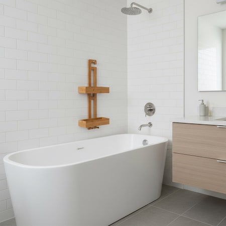 Basicwise Bathroom Multi-function Natural Bamboo Storage Rack Over Shower Head Organize QI004612