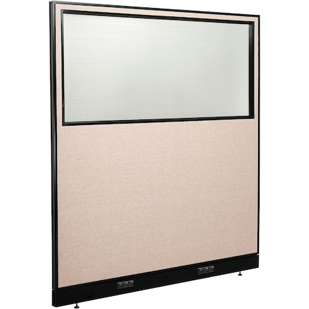 Global Industrial Interion Electric Office Partition Panel with Partial Window, 60-1/4"W x 64"H, Tan 694709WETN