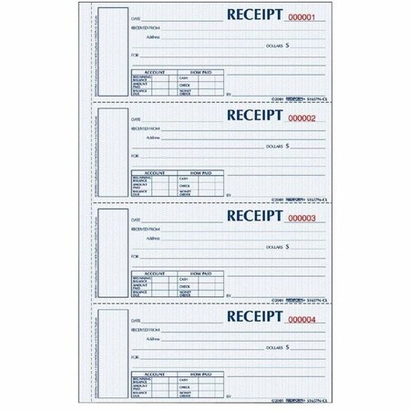 Rediform Hardbound Numbered Money Receipt Books, Multi REDS1657NCL