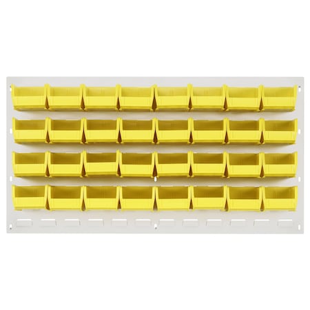 Quantum Storage Systems 36X19 HC LOUVERED PANEL W/32 BINS YELLOW QLP-3619HC-220-32YL