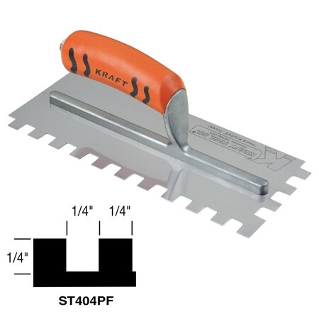 Kraft Tool Kraft Tools 1/4" x 1/4" x 1/4" Square-Notch Trowel with ProForm Handle ST404PF