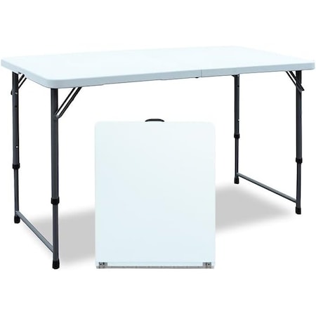 Enduro 4 ft Folding Banquet Table - Adjustable Height, Portable Indoor/Outdoor, 48 in x 24 in, White 606548