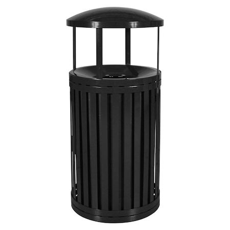 Ex-Cell Kaiser East Hampton 45 Gallon Covered Trash Can, Black SCTP-40 D ND BLK